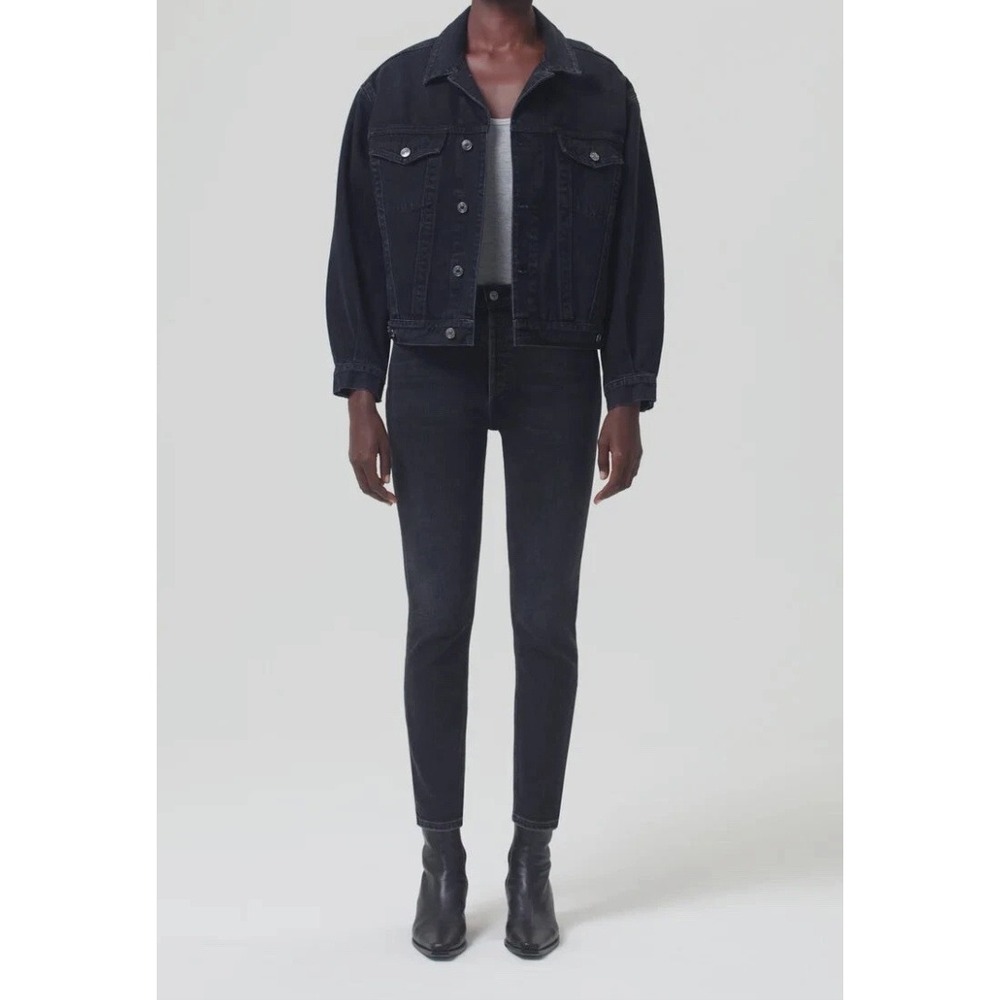 AGOLDE‎ Nico High Rise Slim Fit Jean Faded Black Charcoal Denim 28 Made in USA